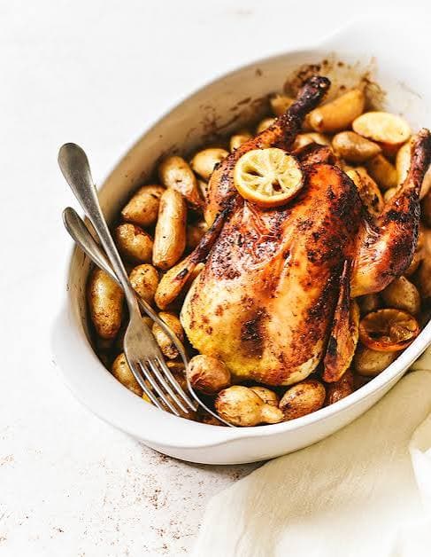Poulet rôti au citron et aux épices